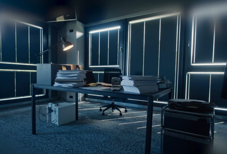 Ausstattung und Requisite Werbung "Datev – Fleur Ami", Ansicht eines futuristischen Arbeitszimmers